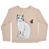 A-Lara Long Sleeve Tee - Chat Blanc in Peach