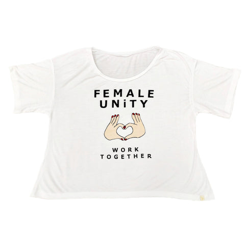 Women's Open Neck Tee - Female Unity in White