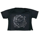 Women's Open Neck Tee Milky Way in Silver Foil