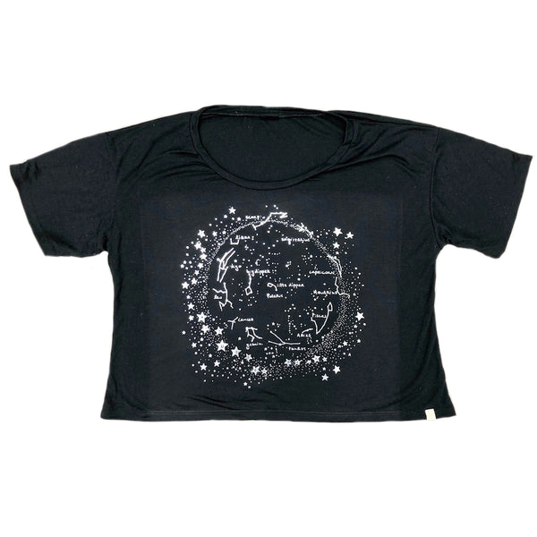 Women's Open Neck Tee Milky Way in Silver Foil