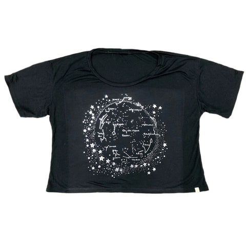 Women's Open Neck Tee Milky Way in Silver Foil