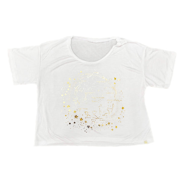 Women's Open Neck Tee - Milky Way in Gold Foil