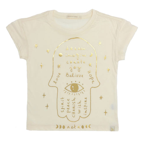 Lara Short Sleeve Tee - Hamsa in Cream