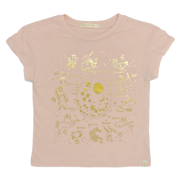 Lara Short Sleeve Tee - Zodiac in Peach