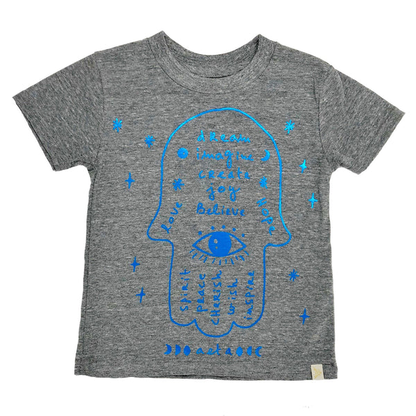 Tri Blend Tee - Hamsa in Blue Foil