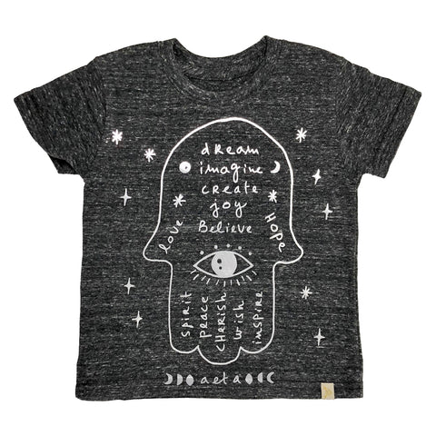 Tri Blend Tee - Hamsa in Silver Foil