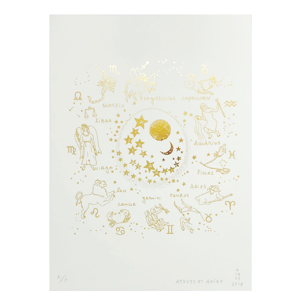 Zodiac Wall Art in Gold Foil