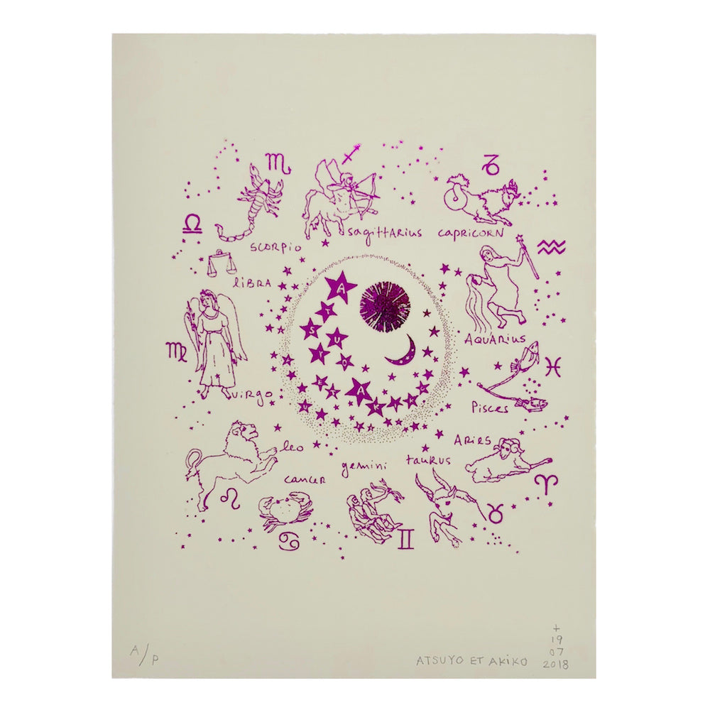 Zodiac Wall Art in Pink Foil