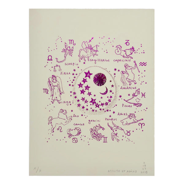 Zodiac Wall Art in Pink Foil