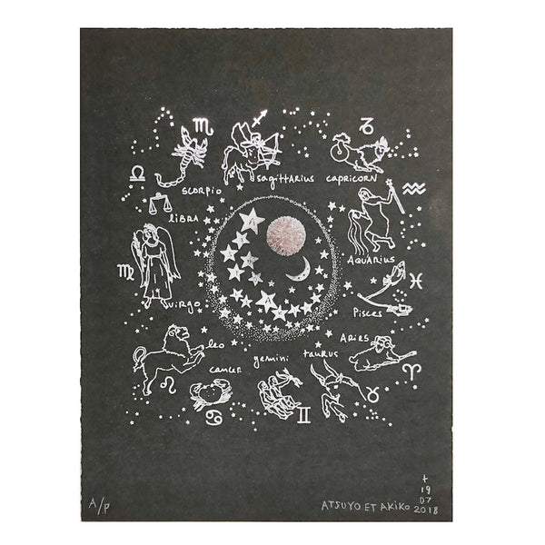 Zodiac Wall Art in Silver Foil