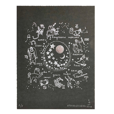 Zodiac Wall Art in Silver Foil