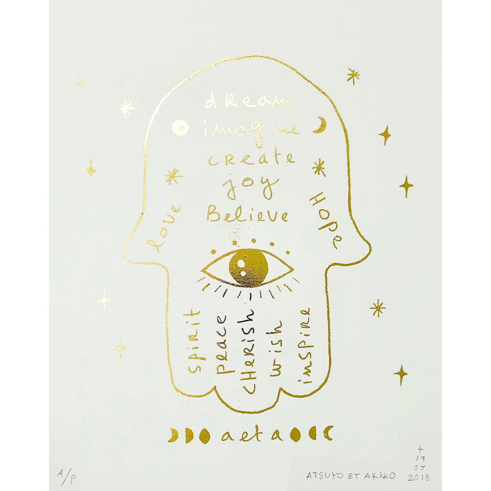 Hamsa Wall Art in Gold Foil