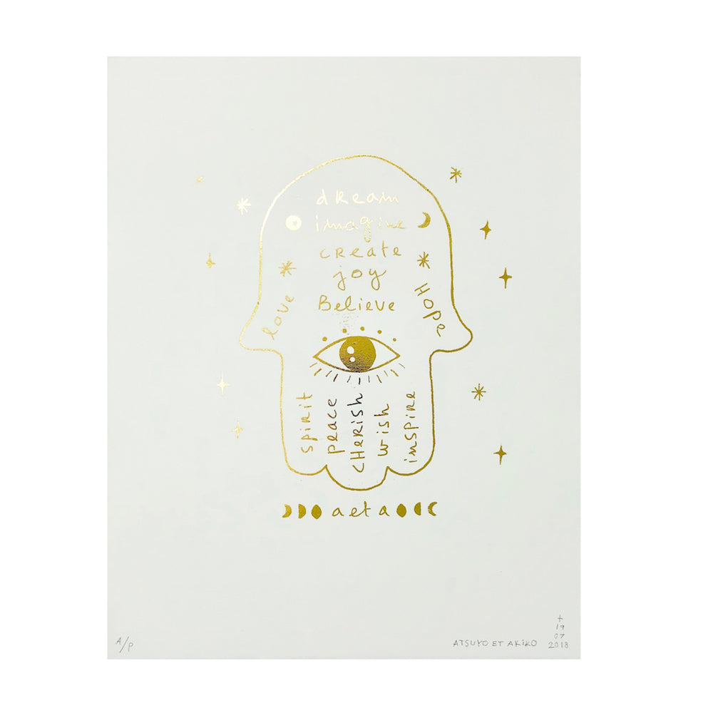 Hamsa Wall Art in Gold Foil