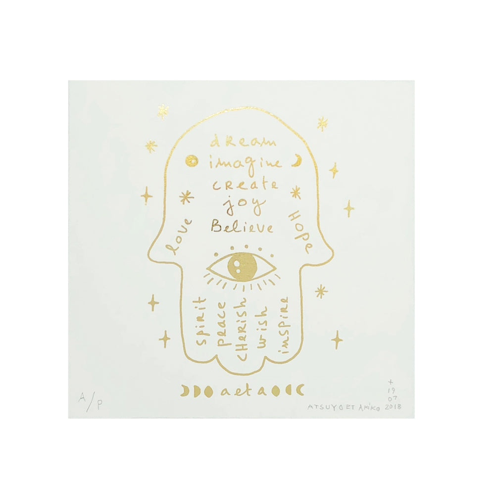 Hamsa Wall Art in Gold Foil