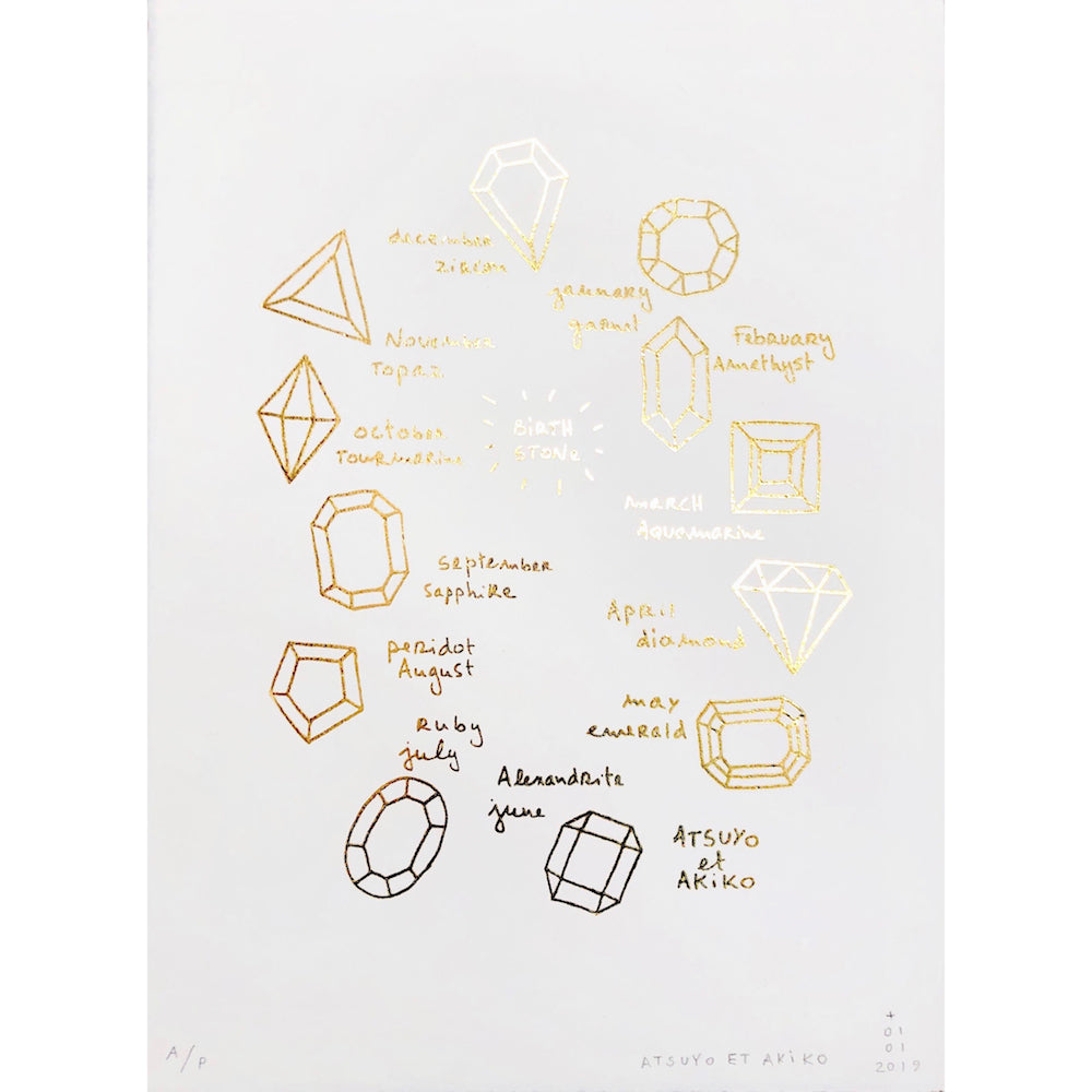 Birthstone Wall Art in Gold Foil