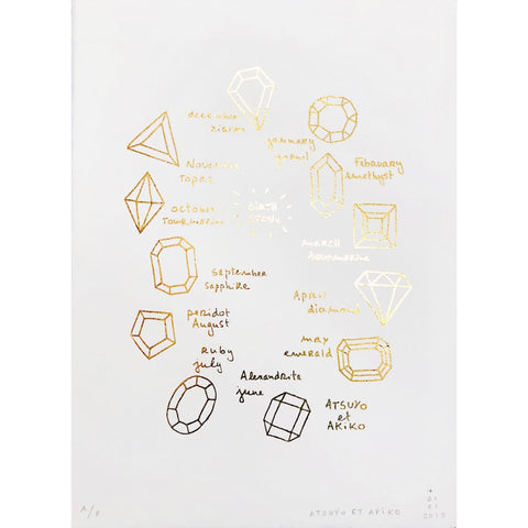 Birthstone Wall Art in Gold Foil