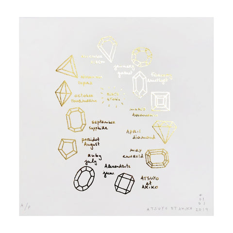 Birthstone Wall Art in Gold Foil