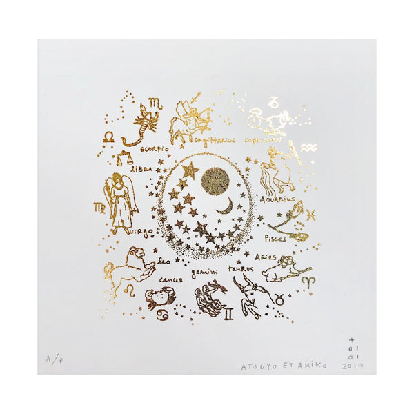 Zodiac Wall Art in Gold Foil
