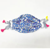 Cotton Double Layered Face Mask - Floral in Blue