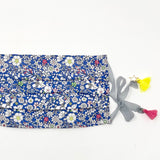 Cotton Double Layered Face Mask - Floral in Blue