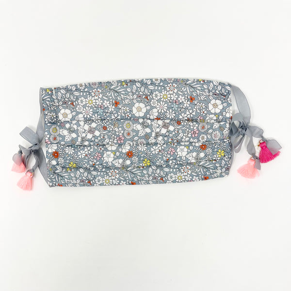 Cotton Double Layered Face Mask - Floral in Gray