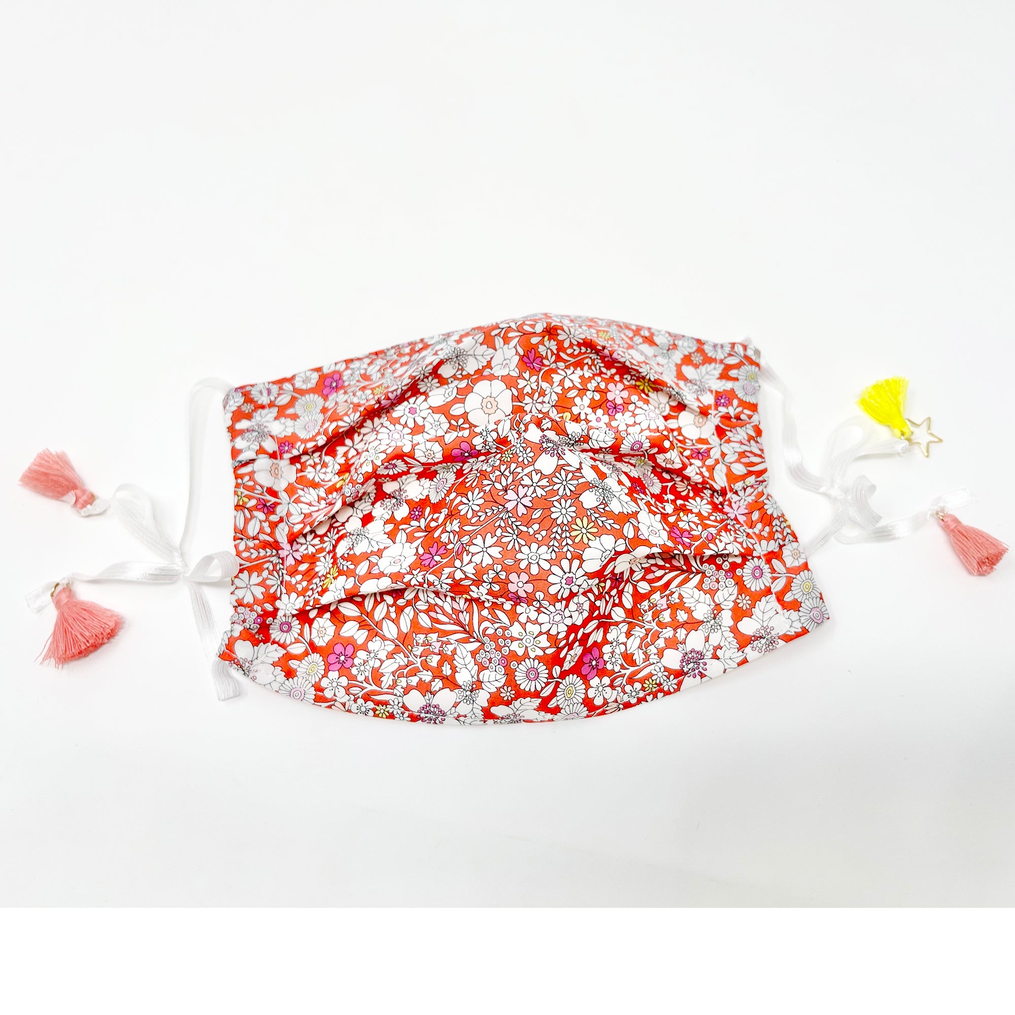 Cotton Double Layered Face Mask - Floral in Red