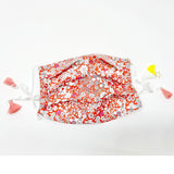 Cotton Double Layered Face Mask - Floral in Red