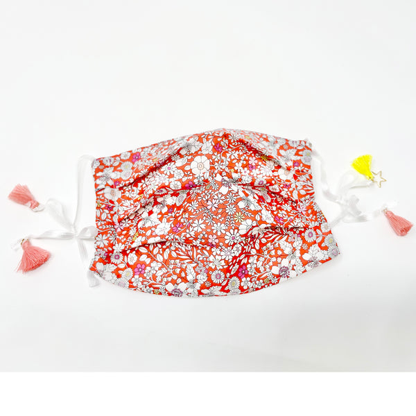 Cotton Double Layered Face Mask - Floral in Red