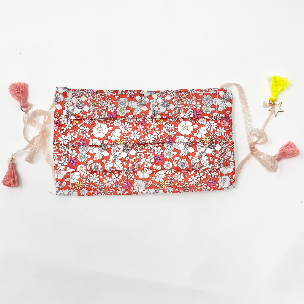 Cotton Double Layered Face Mask - Floral in Red