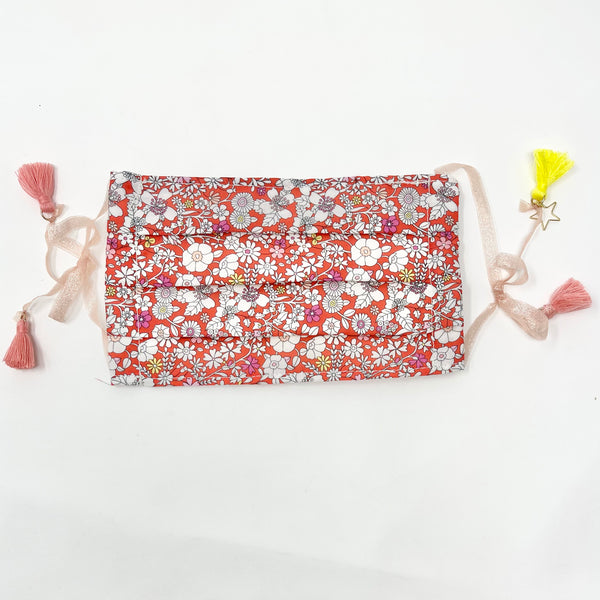 Cotton Double Layered Face Mask - Floral in Red