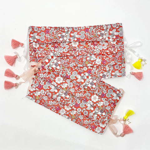 Cotton Double Layered Face Mask - Floral in Red