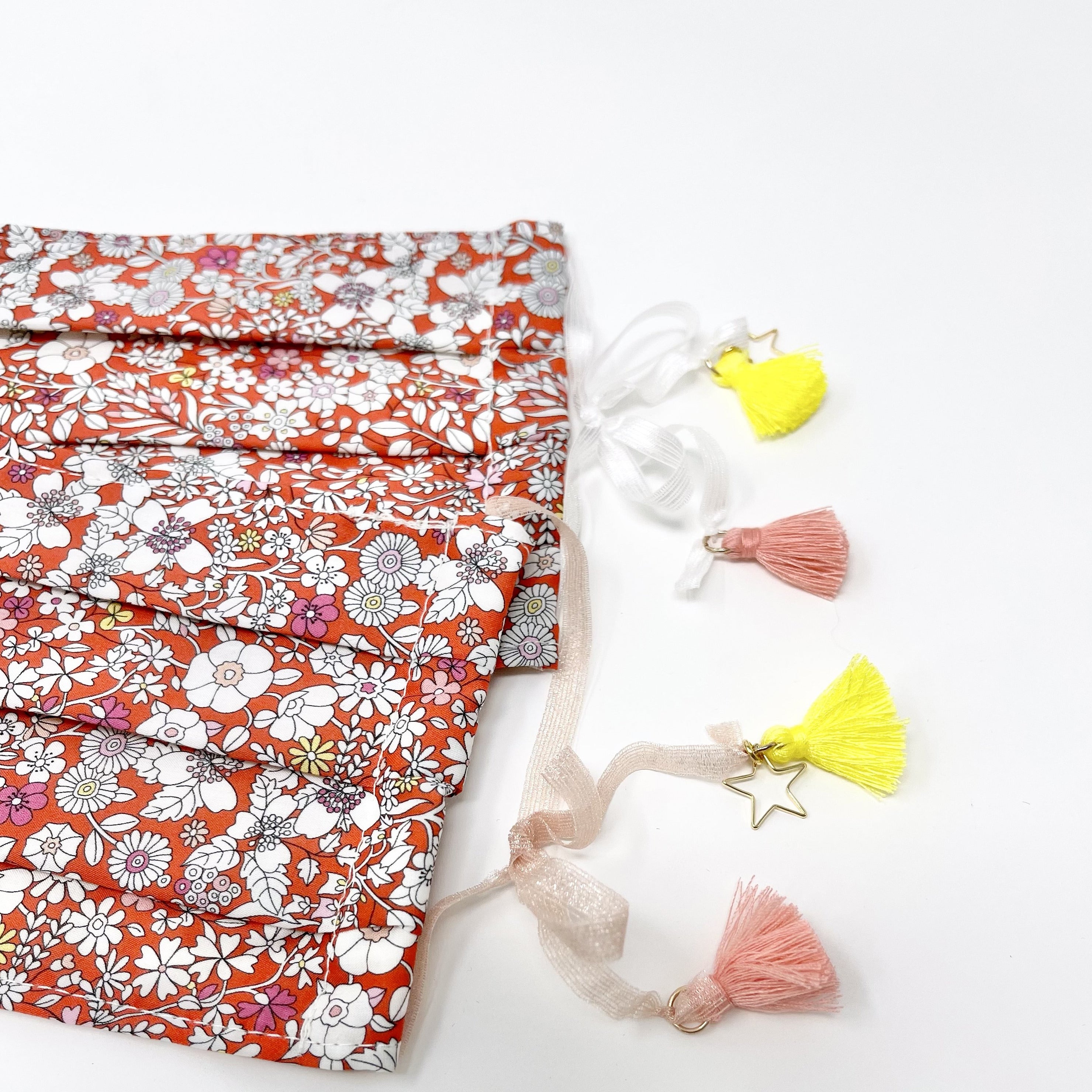 Cotton Double Layered Face Mask - Floral in Red