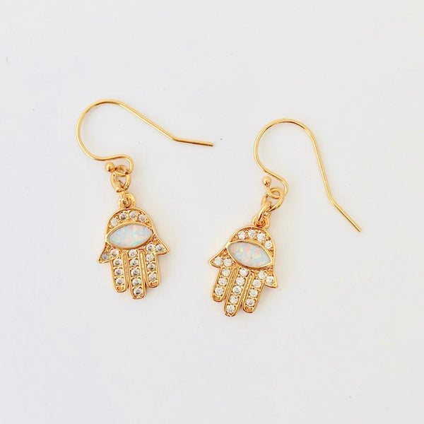 Gold Filled Pierce - Opal Hamsa