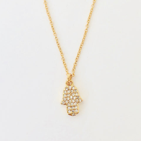 Gold Filled Chain Necklace - Golden Hamsa