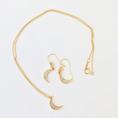 Gold Filled Chain Necklace + Pierce Set - Golden Moon