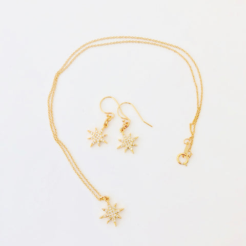 Gold Filled Necklace + Pierce Set - Golden Star