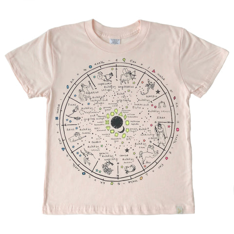 Crew Tee - The Wheel of Life in Pink