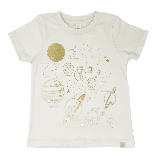 Team Solar Crew Tee in Natural with Gold Foil Print