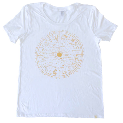 Crew Tee Women - The Wheel of Life in Gold Foil