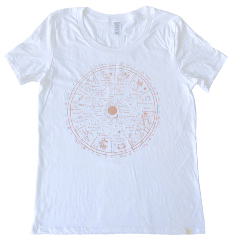 Crew Tee Women - The Wheel of Life in Rose Gold Foil