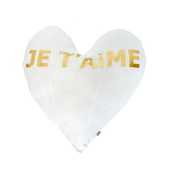 Heart Je t'aime Pillow in Gold