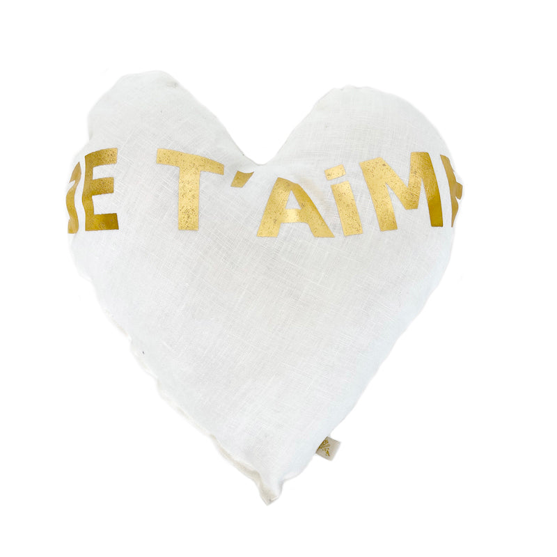 Heart Je t'aime Pillow in Gold