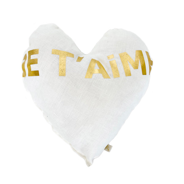 Heart Je t'aime Pillow in Gold
