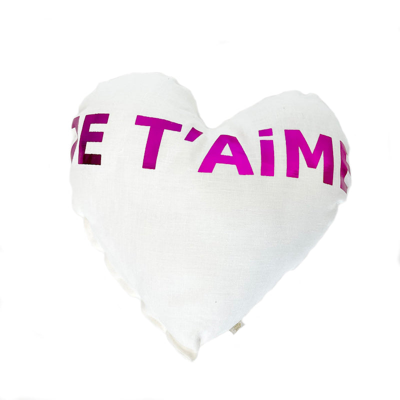 Heart Je t'aime Pillow in Pink