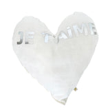 Heart Je t'aime Pillow in Silver