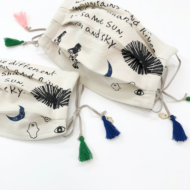 Cotton Linen Double Layered Face Mask - Sun, Moon & Sky