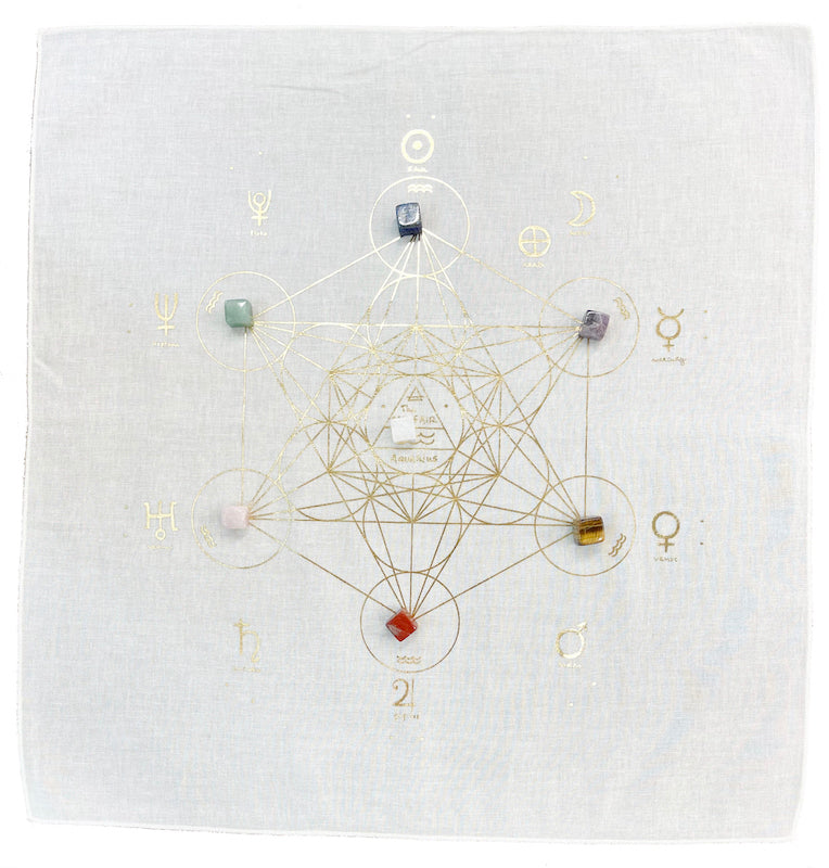 Metatron's Cube - Energy Kit - Natural with Gold foil print