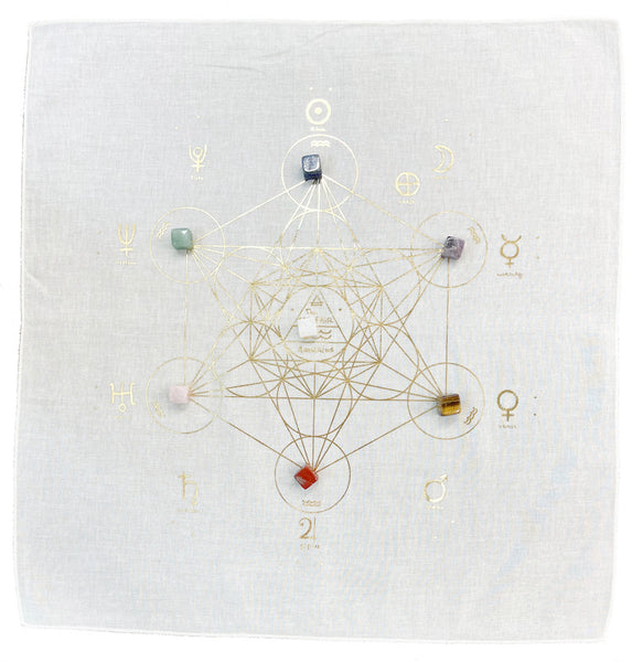 Metatron's Cube - Energy Kit - Natural with Gold foil print