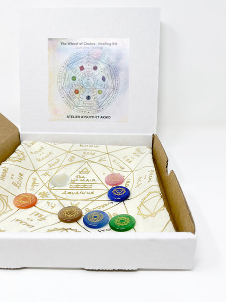The Wheel of Chakra Healing Kit - Natural in Gold foil print