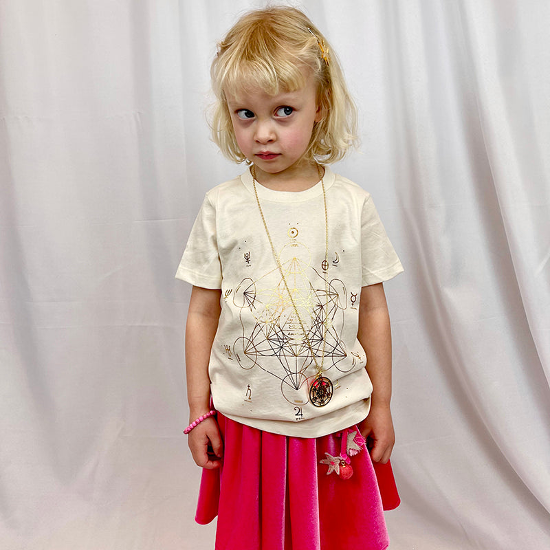 Metatron's Cube Crew Tee in Gold Foil